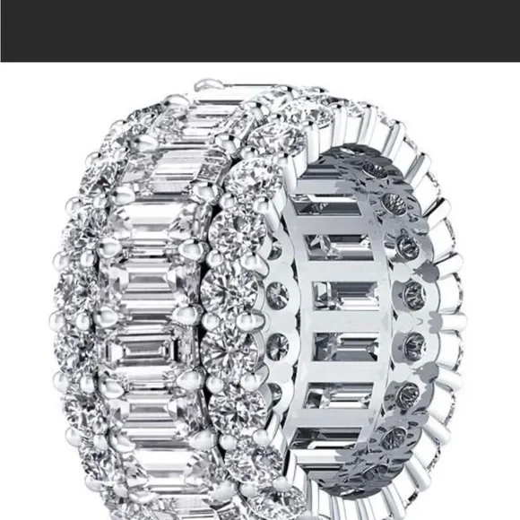 Eternity Wedding Band For Her Multi Row Anniversary Ring - Picture 3 of 6